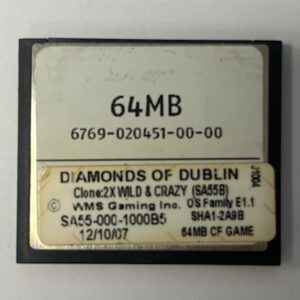 Game Software For WMS Gaming INC., Game Name: Diamonds Of Dublin(CLONE: 2x Wild & Crazy), Part Numbers: SA55-000-1000B5, GETT Part Number: SFT-WMS-321