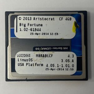 Game Software For Aristocrat Technologies Inc., Game Name: Big Fortune, OS #: 1.02-61944, Part Numbers: 00020668, GETT Part Number: SFT-ARI-188