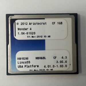 Game Software For Aristocrat Technologies Inc., Game Name: Wonder 4, OS#: 1.04-61520, Part Numbers: 00015245, GETT Part Number: SFT-ARI-199