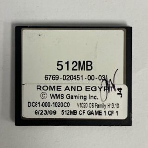 Game Software For WMS Gaming Inc., Game Name: Rome and Egypt, GETT Part Number: SFT-WMS-350